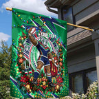 Personalized New Zealand Warriors Rugby Christmas Garden Flag Holiday Mascot Graphic Art Festive Lights Bow