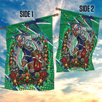 Personalized New Zealand Warriors Rugby Christmas Garden Flag Holiday Mascot Graphic Art Festive Lights Bow
