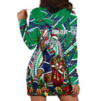 Personalized New Zealand Warriors Rugby Christmas Hoodie Dress Holiday Mascot Graphic Art Festive Lights Bow