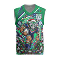 Personalized New Zealand Warriors Rugby Christmas Knitted V-Neck Vest Holiday Mascot Graphic Art Festive Lights Bow