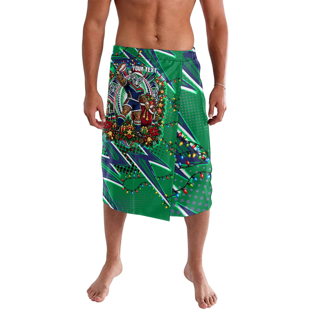 Personalized New Zealand Warriors Rugby Christmas Lavalava Holiday Mascot Graphic Art Festive Lights Bow