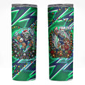 Personalized New Zealand Warriors Rugby Christmas Skinny Tumbler Holiday Mascot Graphic Art Festive Lights Bow
