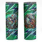 Personalized New Zealand Warriors Rugby Christmas Skinny Tumbler Holiday Mascot Graphic Art Festive Lights Bow