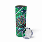 Personalized New Zealand Warriors Rugby Christmas Skinny Tumbler Holiday Mascot Graphic Art Festive Lights Bow