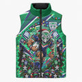 Personalized New Zealand Warriors Rugby Christmas Sleeveless Puffer Jacket Holiday Mascot Graphic Art Festive Lights Bow