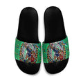 Personalized New Zealand Warriors Rugby Christmas Slide Sandals Holiday Mascot Graphic Art Festive Lights Bow