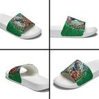 Personalized New Zealand Warriors Rugby Christmas Slide Sandals Holiday Mascot Graphic Art Festive Lights Bow