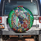 Personalized New Zealand Warriors Rugby Christmas Spare Tire Cover Holiday Mascot Graphic Art Festive Lights Bow