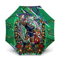 Personalized New Zealand Warriors Rugby Christmas Umbrella Holiday Mascot Graphic Art Festive Lights Bow