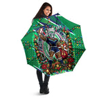 Personalized New Zealand Warriors Rugby Christmas Umbrella Holiday Mascot Graphic Art Festive Lights Bow