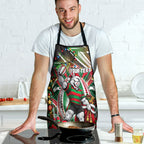 Personalized South Sydney Rabbitohs Rugby Christmas Apron Holiday Mascot Graphic Art Festive Lights Bow