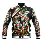 Personalized South Sydney Rabbitohs Rugby Christmas Baseball Jacket Holiday Mascot Graphic Art Festive Lights Bow