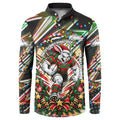 Personalized South Sydney Rabbitohs Rugby Christmas Button Sweatshirt Holiday Mascot Graphic Art Festive Lights Bow