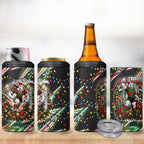 Personalized South Sydney Rabbitohs Rugby Christmas 4 in 1 Can Cooler Tumbler Holiday Mascot Graphic Art Festive Lights Bow