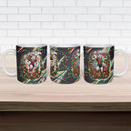 Personalized South Sydney Rabbitohs Rugby Christmas Ceramic Mug Holiday Mascot Graphic Art Festive Lights Bow