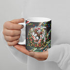 Personalized South Sydney Rabbitohs Rugby Christmas Ceramic Mug Holiday Mascot Graphic Art Festive Lights Bow