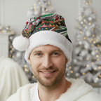 South Sydney Rabbitohs Rugby Christmas Santa Hat Holiday Mascot Graphic Art Festive Lights Bow