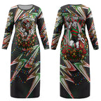 Personalized South Sydney Rabbitohs Rugby Christmas Couples Matching Long Sleeve Bodycon Dress and Hawaiian Shirt Holiday Mascot Graphic Art Festive Lights Bow