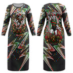 Personalized South Sydney Rabbitohs Rugby Christmas Couples Matching Long Sleeve Bodycon Dress and Long Sleeve Button Shirt Holiday Mascot Graphic Art Festive Lights Bow