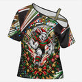 Personalized South Sydney Rabbitohs Rugby Christmas Cross Shoulder Shirt Holiday Mascot Graphic Art Festive Lights Bow