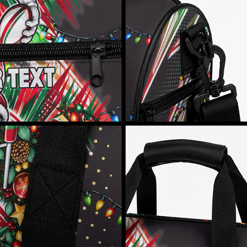 Personalized South Sydney Rabbitohs Rugby Christmas Duffle Bag Holiday Mascot Graphic Art Festive Lights Bow
