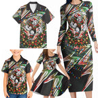 Personalized South Sydney Rabbitohs Rugby Christmas Family Matching Long Sleeve Bodycon Dress and Hawaiian Shirt Holiday Mascot Graphic Art Festive Lights Bow