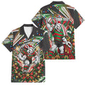 Personalized South Sydney Rabbitohs Rugby Christmas Family Matching Puletasi and Hawaiian Shirt Holiday Mascot Graphic Art Festive Lights Bow