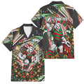 Personalized South Sydney Rabbitohs Rugby Christmas Family Matching Short Sleeve Bodycon Dress and Hawaiian Shirt Holiday Mascot Graphic Art Festive Lights Bow