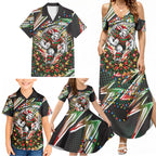 Personalized South Sydney Rabbitohs Rugby Christmas Family Matching Summer Maxi Dress and Hawaiian Shirt Holiday Mascot Graphic Art Festive Lights Bow
