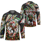 Personalized South Sydney Rabbitohs Rugby Christmas Hockey Jersey Holiday Mascot Graphic Art Festive Lights Bow