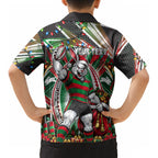 Personalized South Sydney Rabbitohs Rugby Christmas Kid Hawaiian Shirt Holiday Mascot Graphic Art Festive Lights Bow