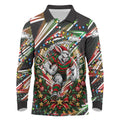 Personalized South Sydney Rabbitohs Rugby Christmas Long Sleeve Polo Shirt Holiday Mascot Graphic Art Festive Lights Bow