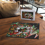 Personalized South Sydney Rabbitohs Rugby Christmas Puzzle Holiday Mascot Graphic Art Festive Lights Bow