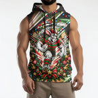 Personalized South Sydney Rabbitohs Rugby Christmas Sleeveless Hoodie Holiday Mascot Graphic Art Festive Lights Bow