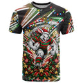 Personalized South Sydney Rabbitohs Rugby Christmas T Shirt Holiday Mascot Graphic Art Festive Lights Bow