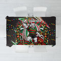 Personalized South Sydney Rabbitohs Rugby Christmas Tablecloth Holiday Mascot Graphic Art Festive Lights Bow