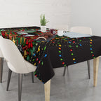 Personalized South Sydney Rabbitohs Rugby Christmas Tablecloth Holiday Mascot Graphic Art Festive Lights Bow