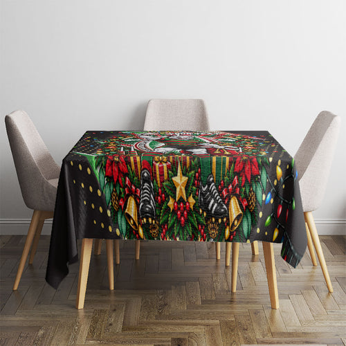 Personalized South Sydney Rabbitohs Rugby Christmas Tablecloth Holiday Mascot Graphic Art Festive Lights Bow