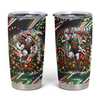 Personalized South Sydney Rabbitohs Rugby Christmas Tumbler Cup Holiday Mascot Graphic Art Festive Lights Bow