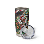 Personalized South Sydney Rabbitohs Rugby Christmas Tumbler Cup Holiday Mascot Graphic Art Festive Lights Bow