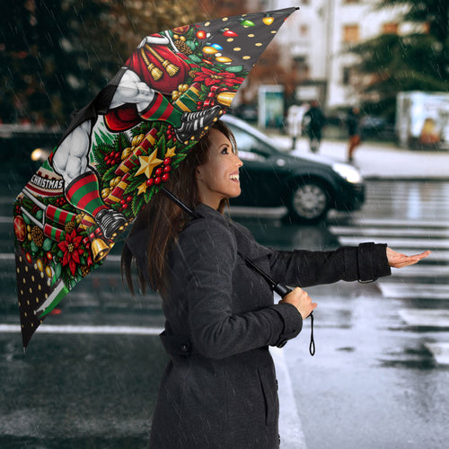 Personalized South Sydney Rabbitohs Rugby Christmas Umbrella Holiday Mascot Graphic Art Festive Lights Bow