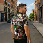 Personalized South Sydney Rabbitohs Rugby Christmas Zipper Polo Shirt Holiday Mascot Graphic Art Festive Lights Bow