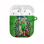 Personalized Canberra Raiders Rugby Christmas AirPods Case Holiday Mascot Graphic Art Festive Lights Bow