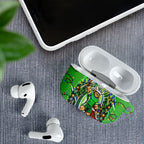 Personalized Canberra Raiders Rugby Christmas AirPods Case Holiday Mascot Graphic Art Festive Lights Bow