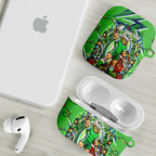 Personalized Canberra Raiders Rugby Christmas AirPods Case Holiday Mascot Graphic Art Festive Lights Bow