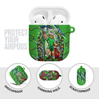Personalized Canberra Raiders Rugby Christmas AirPods Case Holiday Mascot Graphic Art Festive Lights Bow