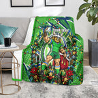 Personalized Canberra Raiders Rugby Christmas Blanket Holiday Mascot Graphic Art Festive Lights Bow