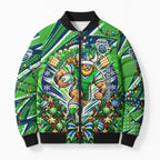 Personalized Canberra Raiders Rugby Christmas Bomber Puffer Jacket Holiday Mascot Graphic Art Festive Lights Bow