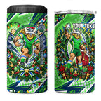 Personalized Canberra Raiders Rugby Christmas 4 in 1 Can Cooler Tumbler Holiday Mascot Graphic Art Festive Lights Bow