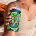 Personalized Canberra Raiders Rugby Christmas 4 in 1 Can Cooler Tumbler Holiday Mascot Graphic Art Festive Lights Bow